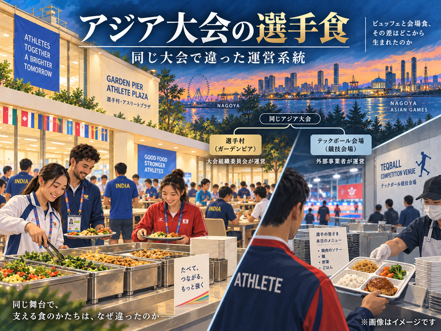 アジア大会の選手食、二つの現場