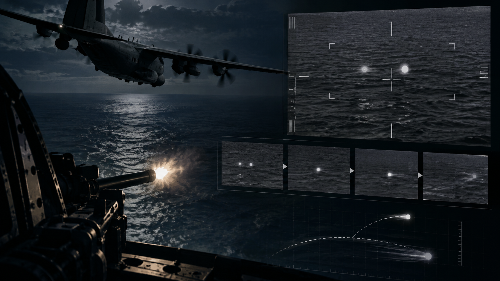 夜間海上監視と熱源追跡 HUD