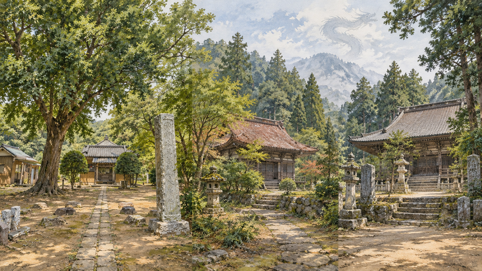 三山古寺の静謐な風景